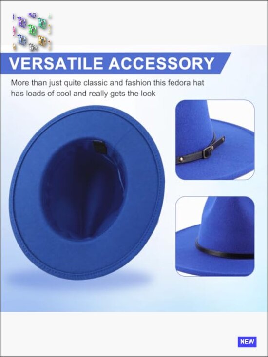 Classic Fedora Hat with Belt Buckle Felt Wide Brim Wool Style Adjustable main image 2